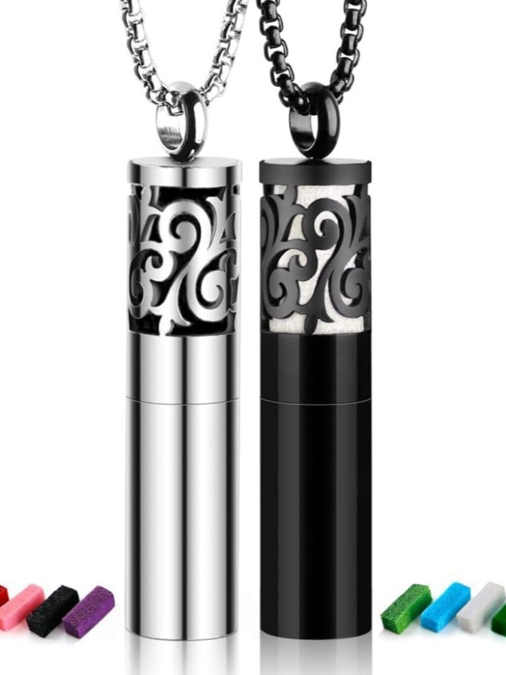 Essential Oil Diffuser Necklaces for Women, 2PCS Aromatherapy Necklaces Stainles